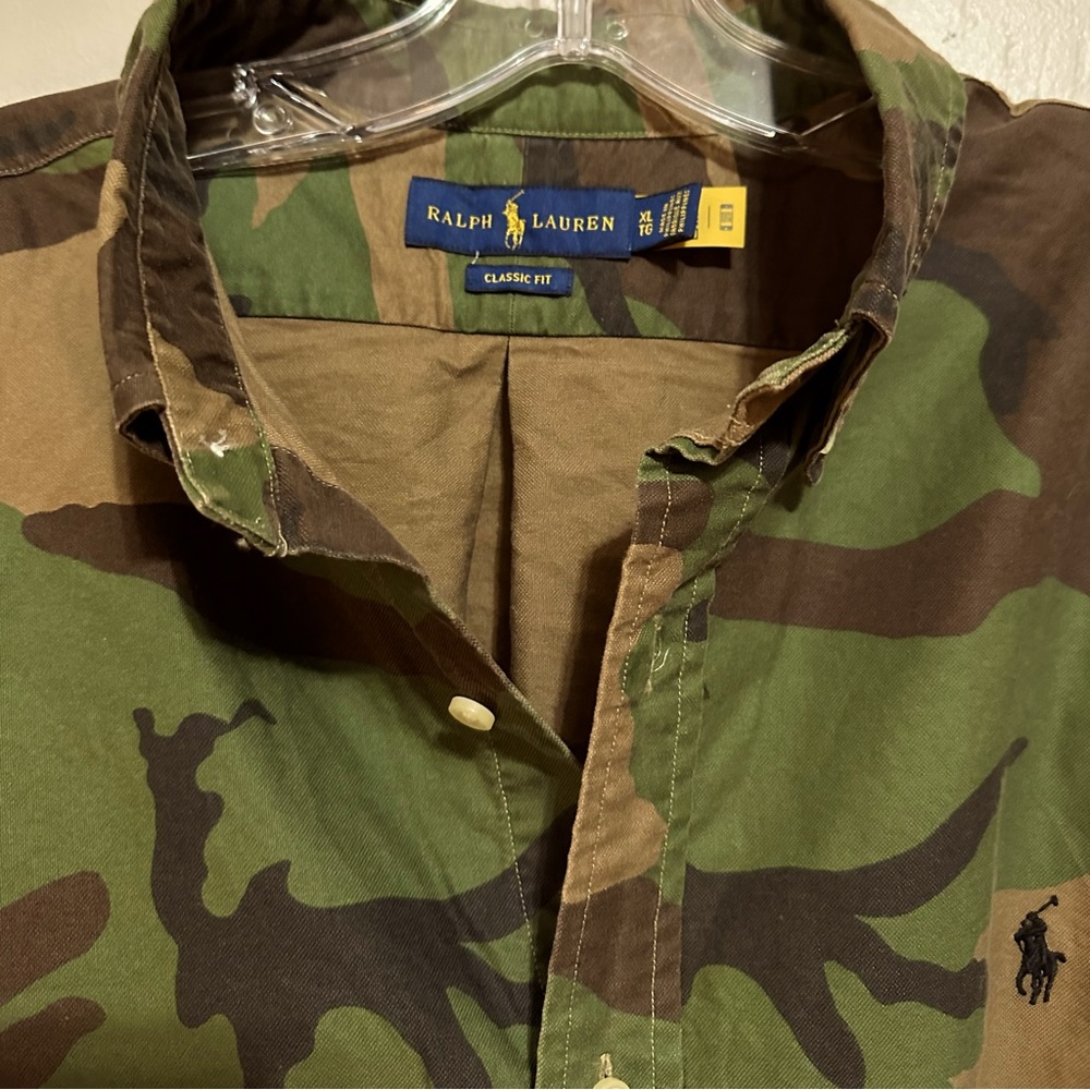 Polo Ralph Lauren Men’s Classic Fit Camo Oxford Shirt Green